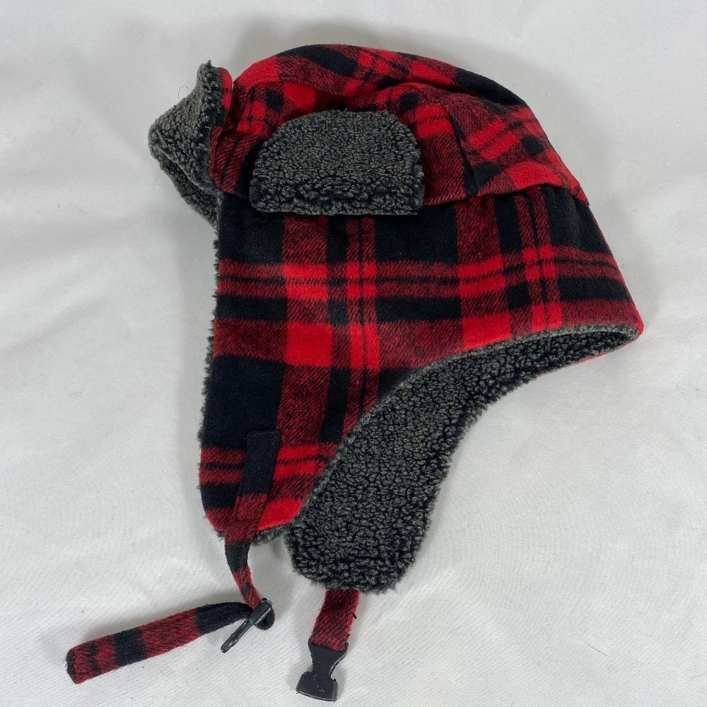 Trapper Aviator Plaid Red & Black Hat NWOT